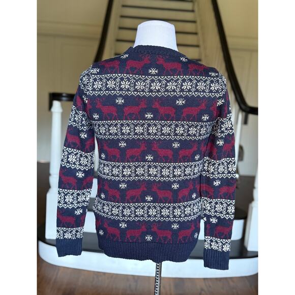 Mens SZ Small Reindeer Fair Isle Sweater Fall Winter Christmas Apres Ski Holiday - Picture 6 of 7